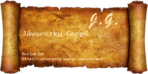 Jávorszky Gergő névjegykártya