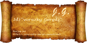 Jávorszky Gergő névjegykártya